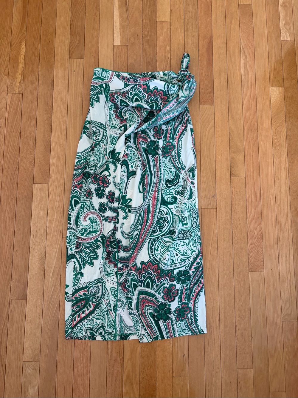 Women's Green Paisley Swim Sarong Cover-Up